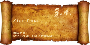 Zier Anna névjegykártya